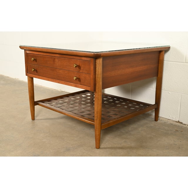 Paul McCobb Style Mid-Century Modern Walnut and Woven Shelf End Table by Lane, Circa 1960s For Sale - Image 17 of 17