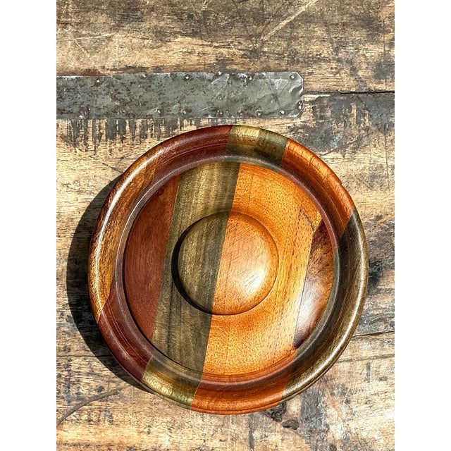 Vintage Inlay Wood Round Lidded Box For Sale - Image 12 of 12