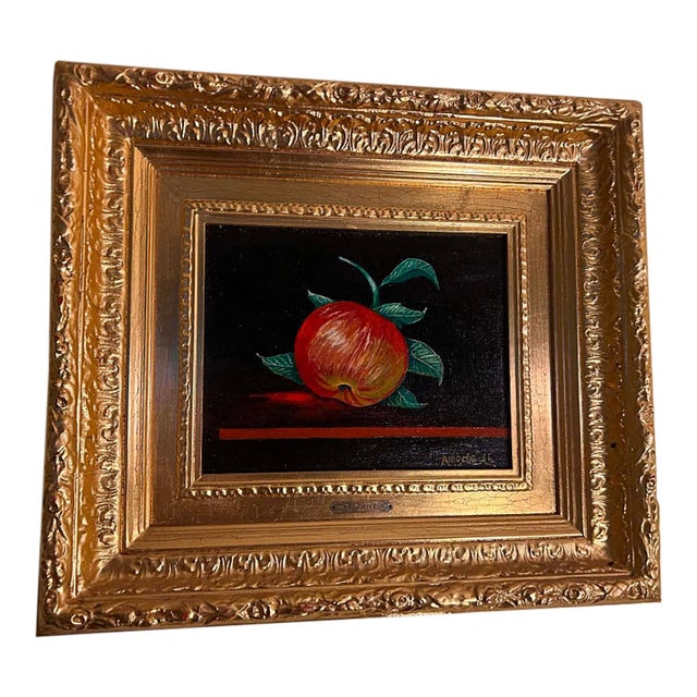 Mid-Century Painting in Ornate Gold Frame by Kay Ameche For Sale