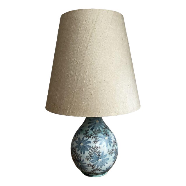 Ceramic Floral Table Lamp For Sale