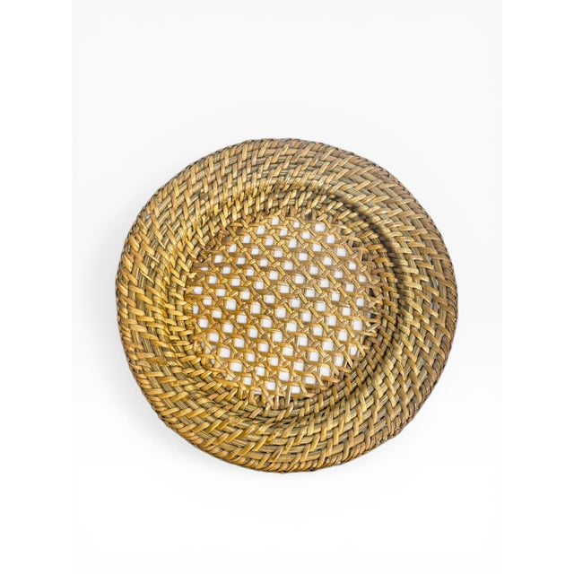 Vintage Boho Rattan Charger Plates - Set of 6 For Sale - Image 6 of 12