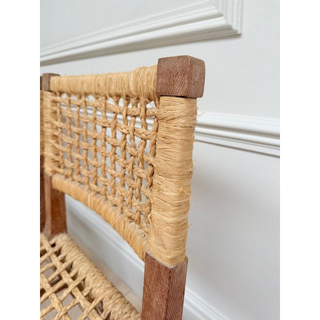 Mid-Century French Woven Abaca and Oak Side Chairs attributed to Adrien Audoux & Frida Minet, 1950s, Set of 2 For Sale - Image 11 of 12