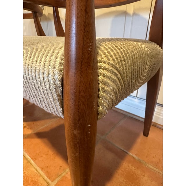 Cream 1950s Bert England for Kofod-Larsen Sculpted Dining in in Chairs in Lee Jofa Velvet - Set of 4 For Sale - Image 8 of 12