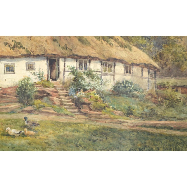 Country Cottage - Figure in the Door With Geese - Landscape by Joshua Fisher For Sale - Image 4 of 11