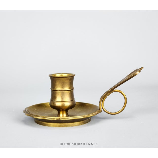 Vintage Brass Chamberstick with Finger Loop and Drip Tray This is a vintage replica of antique French candle holder....