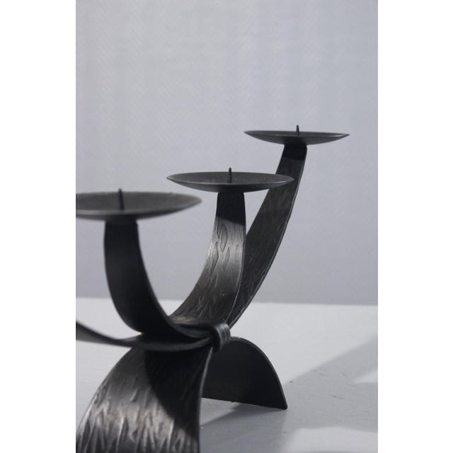Brutalist Candelabra in Wrought Iron from RK Design, Switzerland, 1970s For Sale - Image 6 of 11