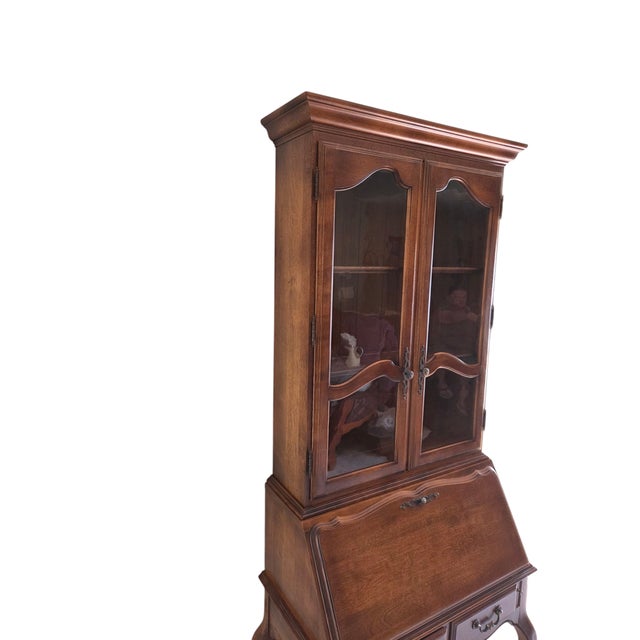 1990s Ethan Allen French Country Ladies Writing Secretary Desk Maple Drop Front For Sale In Philadelphia - Image 6 of 11