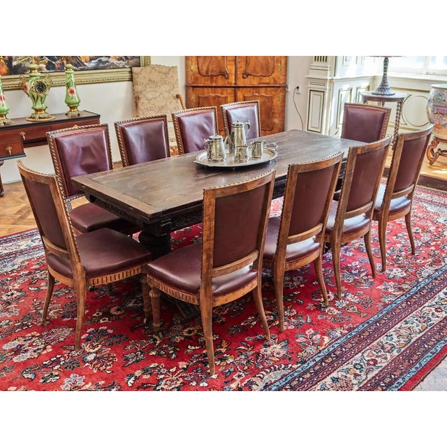 Antique Louis XVI Chairs in Carved Leather, Set of 10 For Sale - Image 4 of 16