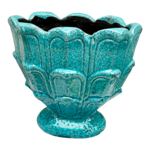 1960s Turquoise Ceramic Planter Vase Jardienier