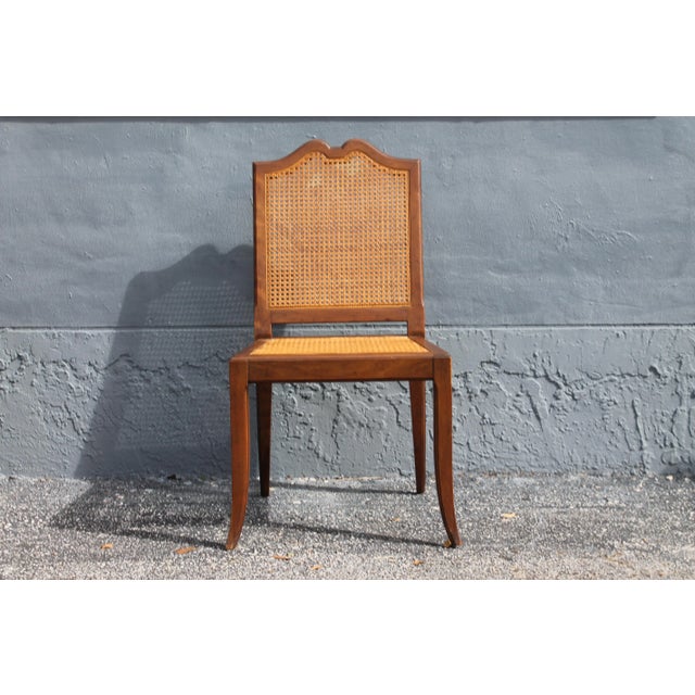 Mid-Century Modern Carved Walnut/ Caned Dining Chairs - Set of 6 For Sale In Miami - Image 6 of 11