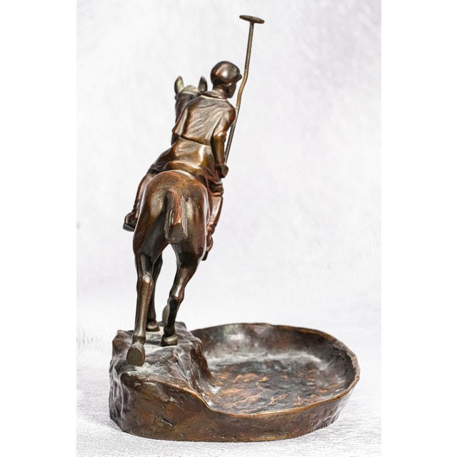 Antique Austrian Bronze Horse Polo Player Statue Sculpture Catchall Equestrian Desk Jewelry Dresser Home Decor For Sale - Image 11 of 17