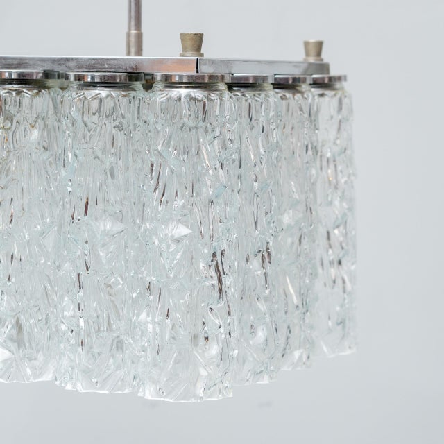 Two-Light Metal and Glass Pendant Light, 1970s For Sale - Image 6 of 8