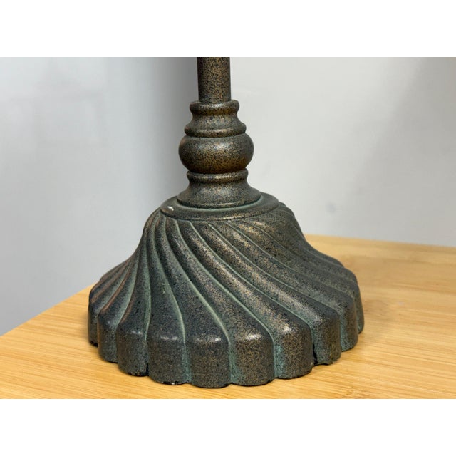 Traditional Patinated Fluted Base Table Lamps, Pair For Sale - Image 9 of 12