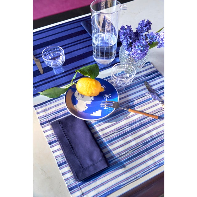 Turkish KUTNU Marine Ikat Placemats, Set of 4 For Sale - Image 3 of 3