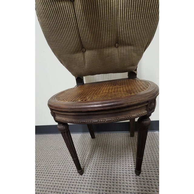 1860s French Fine Hand-Carved Walnut and Cane Side Chair For Sale - Image 4 of 12
