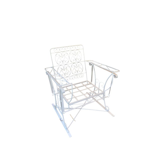 1950s Wrought Iron Slider Rocking Chair & Settee with Scrolling Arms For Sale In Los Angeles - Image 6 of 10