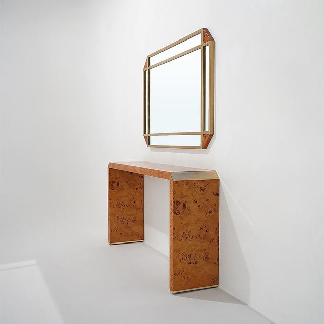 Console Table with Mirror in Briar Root by Mario Falcone for Fratelli Turri, 1970s, Set of 2 For Sale - Image 16 of 16