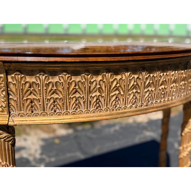 Wood 19th Century Small Neoclassical Giltwood Demi-Lune Console Table For Sale - Image 7 of 10