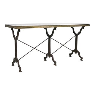Matthew Izzo Home Avignon 63"w Cast Iron and Marble Top French Bistro Table For Sale