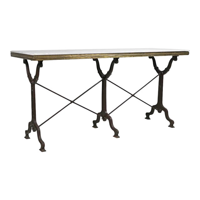 Matthew Izzo Home Avignon 63"w Cast Iron and Marble Top French Bistro Table For Sale