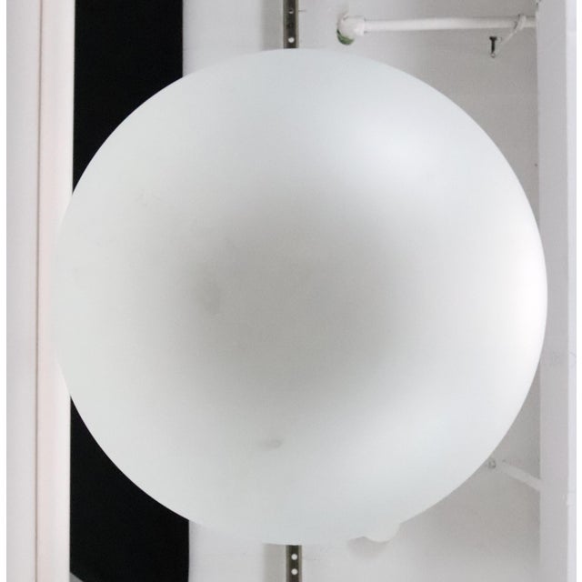 Metal Mid 20th Century Mid Century Modern Frosted Glass Globe Chain Pendant Light For Sale - Image 7 of 9
