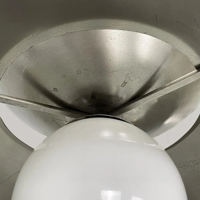 Italian Modern Metal and Opaline Glass Pendant by Vico Magistretti for Artemide, 1970s For Sale - Image 11 of 18