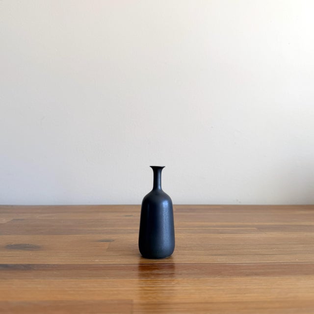 Vintage miniature ceramic vase designed by Gunnar Nylund for Rörstrand, Sweden, dating approximately to the 1950s. An...