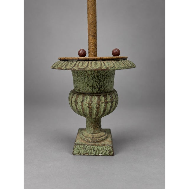 Mid 20th Century Pair of Mid-Century Painted Iron & Tole Palm Tree Candlesticks For Sale - Image 5 of 10