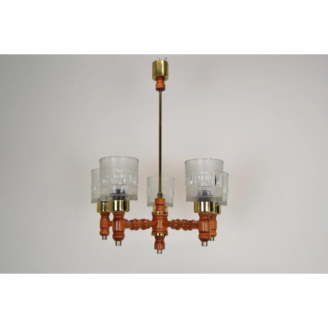 Mid-Century Wood Chandelier attributed to Instala Jilove U Decina, 1960s For Sale - Image 13 of 13