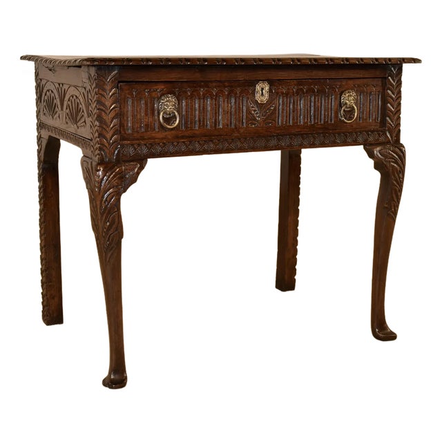18th Century Irish Carved Oak Lowboy For Sale