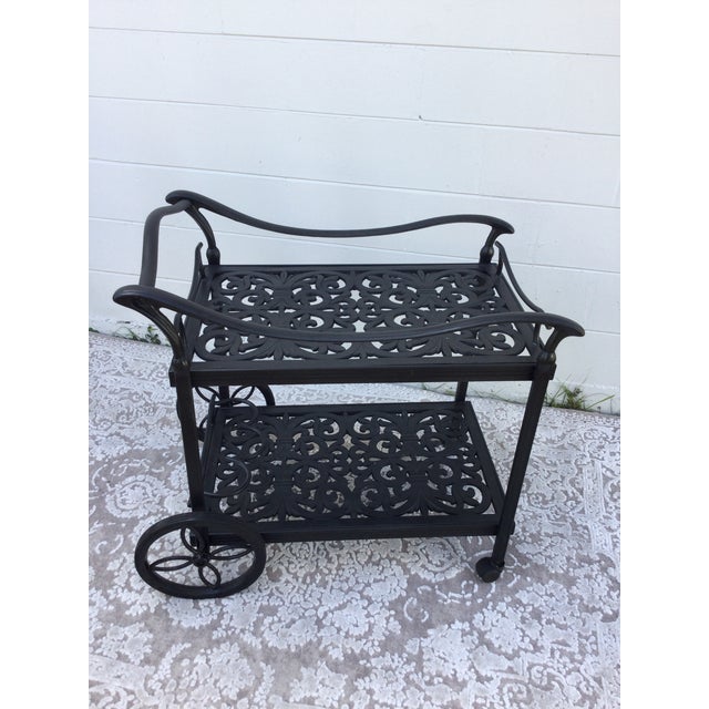 1990s Vintage Cast Aluminum Outdoor Serving Cart For Sale In Orlando - Image 6 of 10