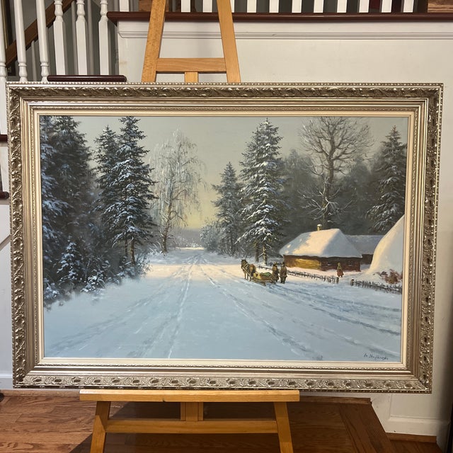 20th century oil on canvas by polish artist signed framed depicting wooded countryside