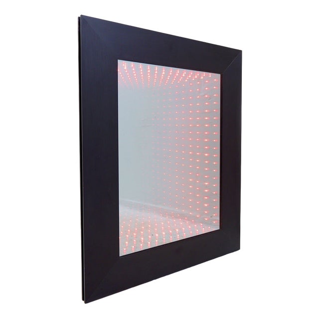 Infinity Mirror with Black Metal Frame, Italy, 2010s For Sale