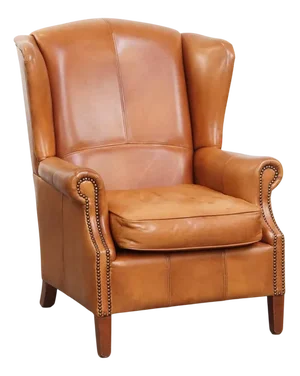 Cowhide Wing Chair with Decorative Nails and Details