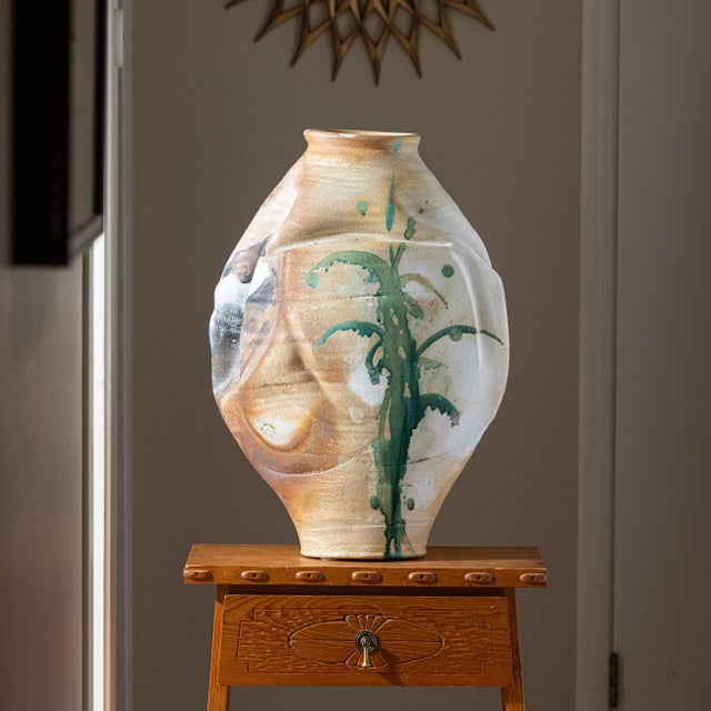 18"W × 10"D × 25.25"H Large-scale sculptural ceramic vessel attributed to Northern California artist Rodney Mott. The...