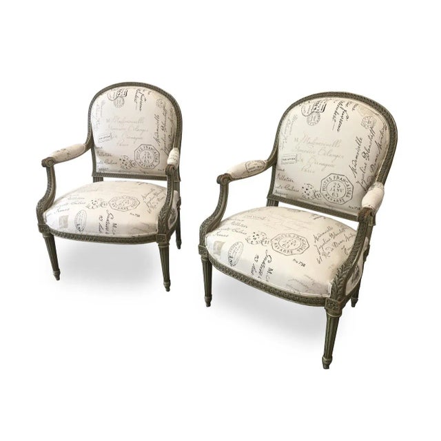 French Antique Painted Armchairs - a Pair For Sale - Image 13 of 13