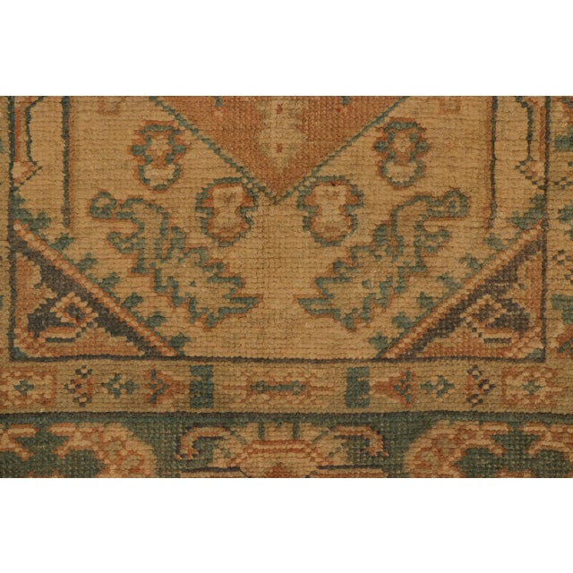 Traditional Antique Oushak Runner in Golden-Beige With Geometric Medallions - Rug & Kilim For Sale - Image 3 of 8