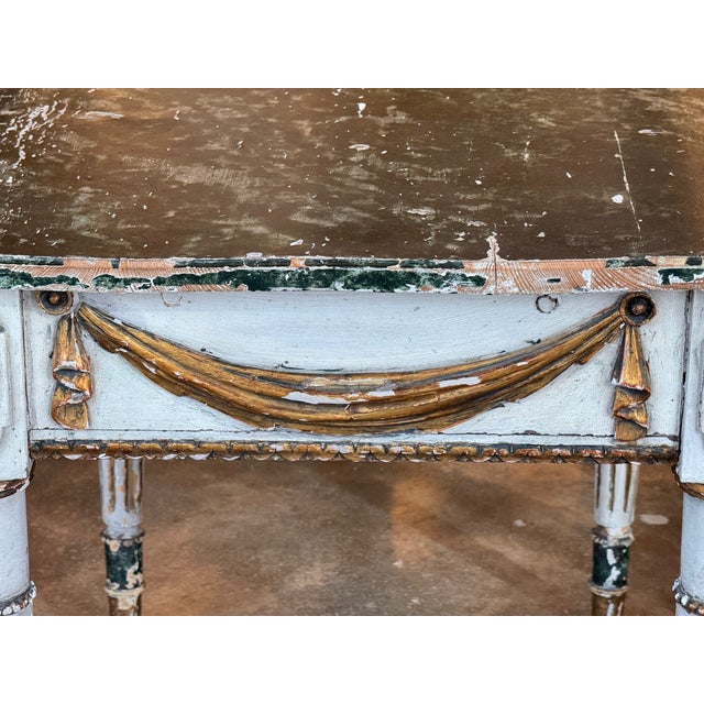 Early 19th Century Italian Painted Parcel Gilt Console With Fluted Legs For Sale - Image 12 of 15