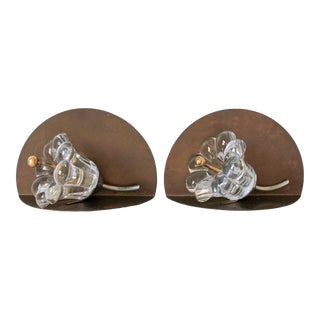 Heisey Crystolite Glass Flower Bookends For Sale