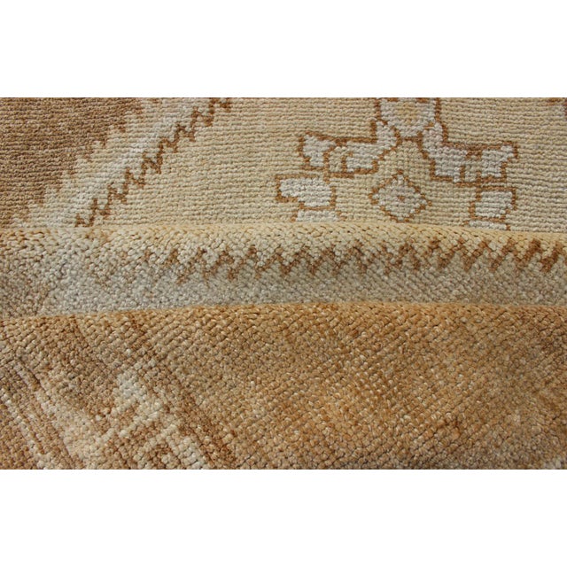 Vintage Turkish Oushak Runner Neutral and Warm Colors With Tribal Medallions For Sale - Image 11 of 13