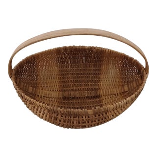 Antique Woven Splint Buttocks Basket Gathering Basket For Sale