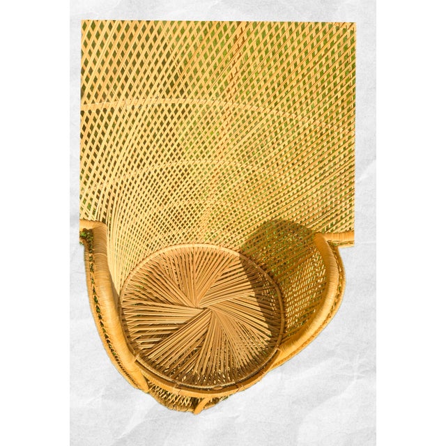 1970s Vintage Bohemian Woven Rattan Peacock Chair For Sale - Image 15 of 15