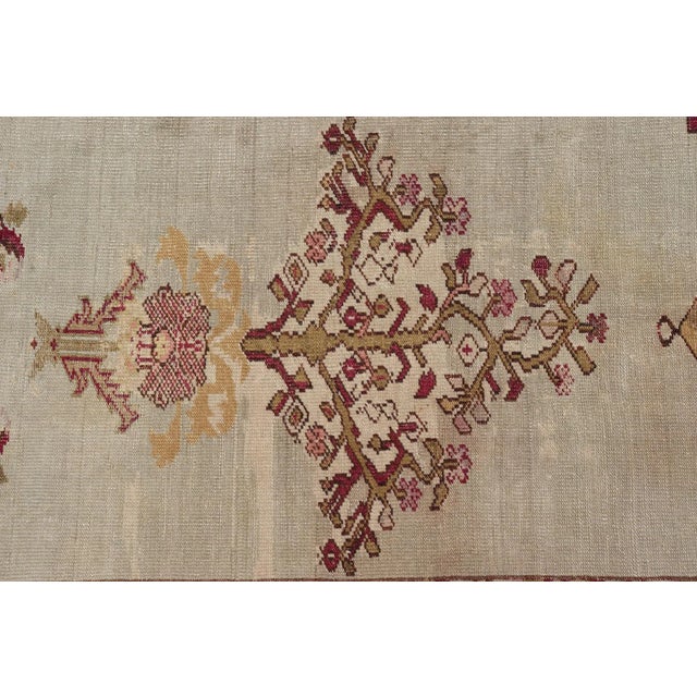 Early 20th Century Color Antique Oushak Rug With Columns, Chandelier & Vase Design For Sale - Image 9 of 13
