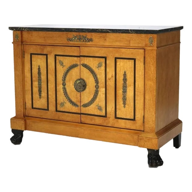 Henredon French Empire Satinwood, Ormolu & Marble Claw Foot Server 20thC For Sale