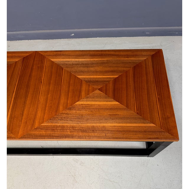 1970s Founders Mid-Century Modern Walnut Parquetry Coffee Table With Black Wood Base For Sale - Image 13 of 13