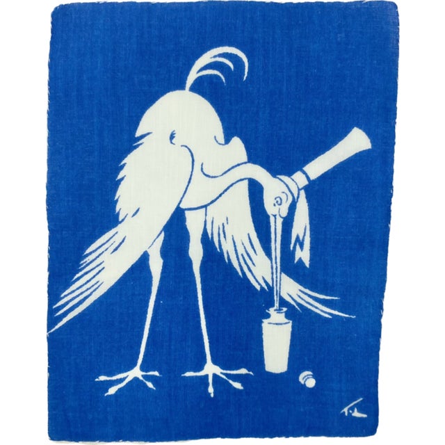Designed by celebrated American textile artist Thomas Lamb (1896–1988), this delightful pair of vintage cocktail napkins...