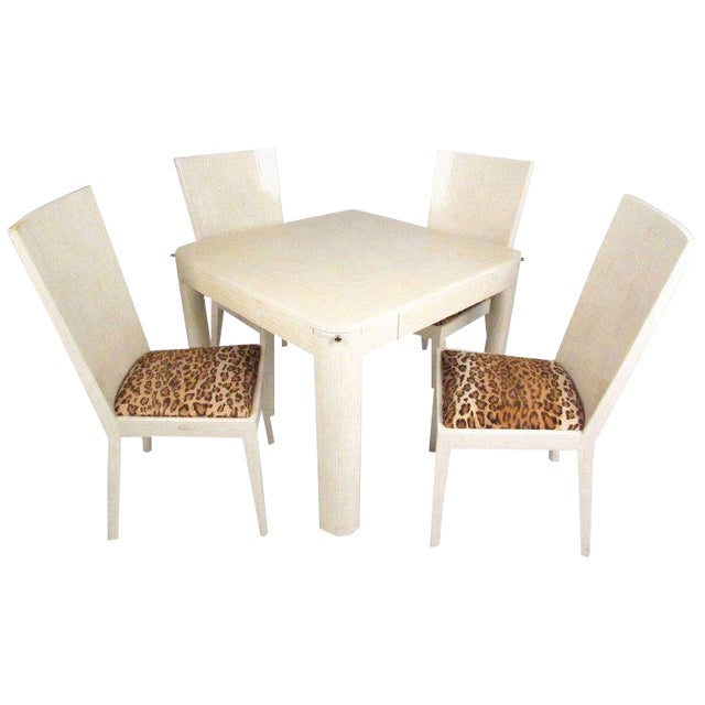 Enrique Garcel Tessellated Bone Card Table With Chairs