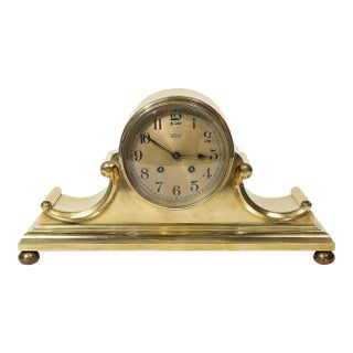 Art Deco Sculptural Polished Brass Clock by Chelsea Clock Co. For Tiffany For Sale