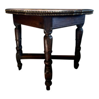 Antique Oak Drop-Leaf Table With Nailhead Edge For Sale