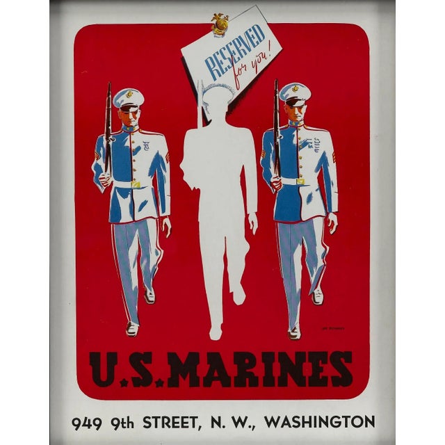 1940s "u.s. Marines. Reserved for You!" Vintage Wwii Marine Corps Recruitment Poster by Joe Richards, 1941 For Sale - Image 5 of 7